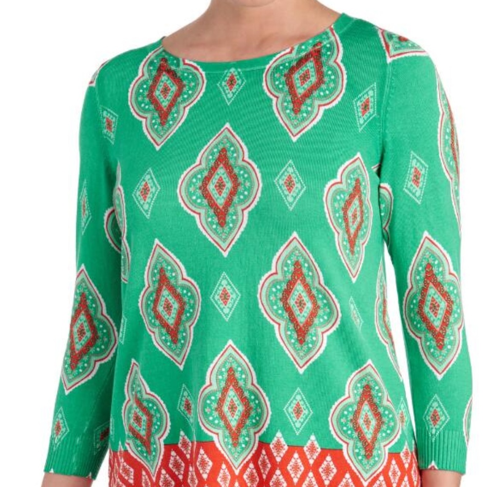 Joseph A bold medallion print sweater Sz Large NWT